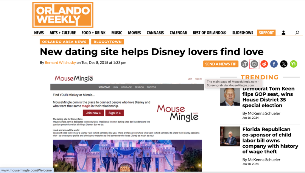 MouseMingle help Disney lovers find love.