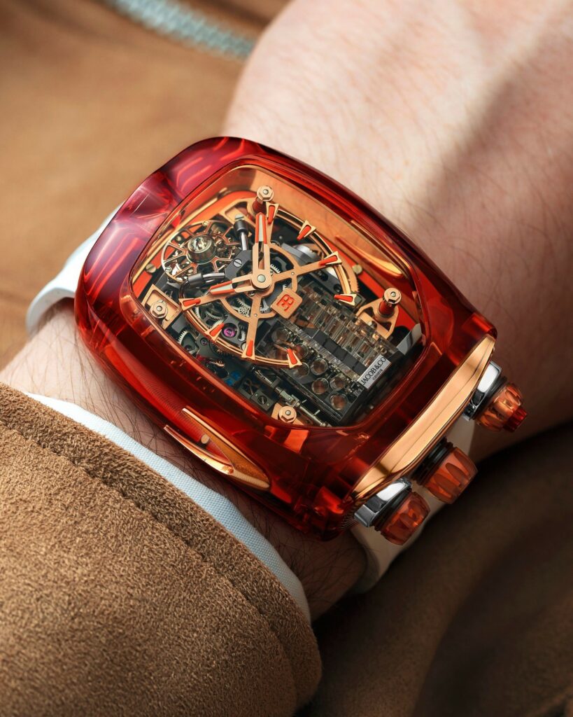 Bugatti Chiron orange wristwatch for men